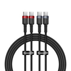 Baseus Cafule USB-C | USB-C cable 100W 1 m - red-black and black-gray (2 pcs.) цена и информация | Кабели для телефонов | pigu.lt