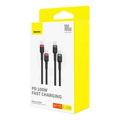 Baseus Cafule USB-C | USB-C cable 100W 1 m - red-black and black-gray (2 pcs.) цена и информация | Кабели для телефонов | pigu.lt