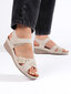 Moteriški smėlio spalvos sandalai su kulnu (-) 0000296581184 цена и информация | Basutės moterims | pigu.lt