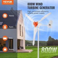 Horizontalios ašies vėjo generatorius Vevor 12V 800W, 3 menčių kaina ir informacija | Elektros generatoriai | pigu.lt