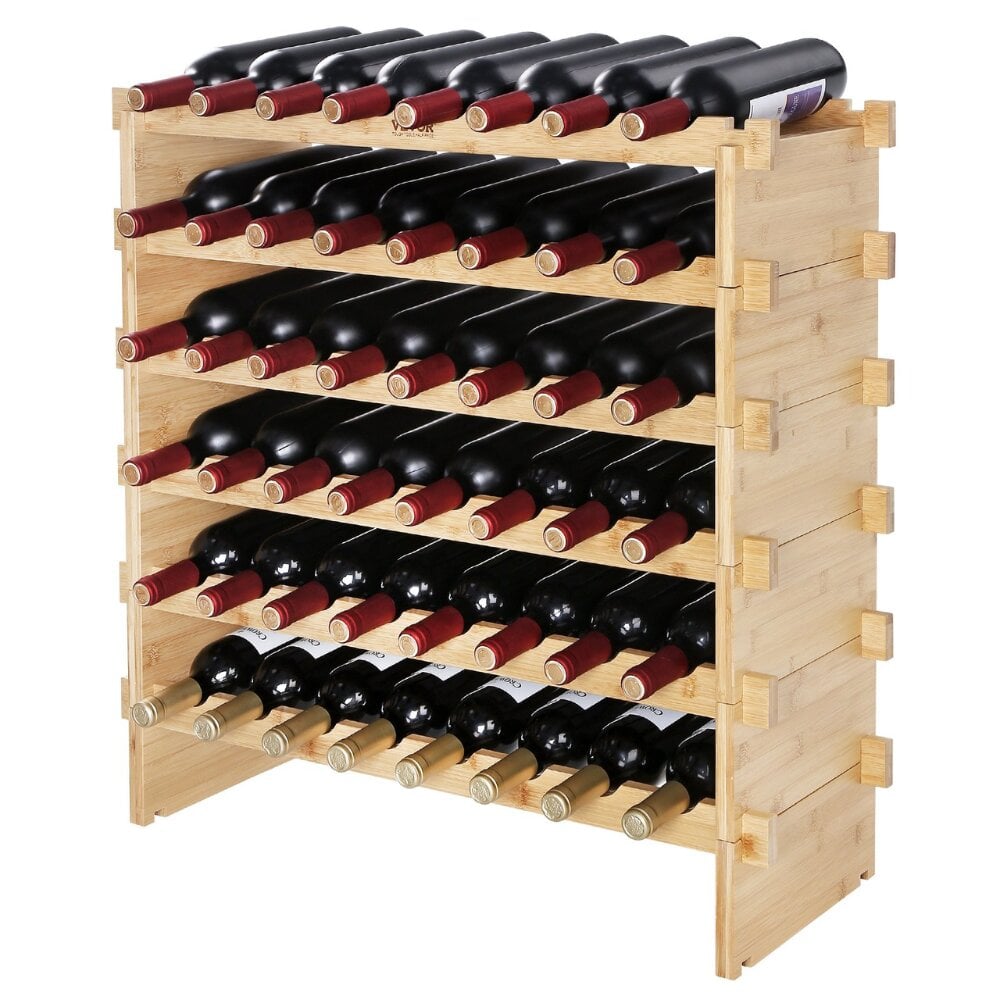 Vyno butelių stovas Vevor, 77x25x76cm, rudas kaina ir informacija | Virtuvinės spintelės | pigu.lt