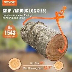 Rąstų griebtuvas / žnyplės Vevor, 812 mm 700kg kaina ir informacija | Sodo įrankiai | pigu.lt