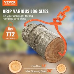 Rąstų griebtuvas / žnyplės Vevor, 590 mm 350kg kaina ir informacija | Sodo įrankiai | pigu.lt