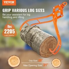 Rąstų griebtuvas / žnyplės Vevor, 850 mm 1000kg kaina ir informacija | Sodo įrankiai | pigu.lt