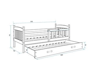 Vaikiška lova BMS703PRB, 80x160 cm, šviesiai ruda/balta kaina ir informacija | Vaikiškos lovos | pigu.lt