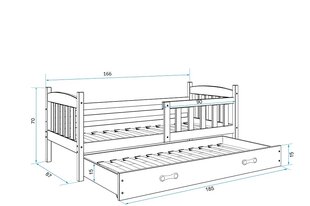 Vaikiška lova BMS704PB, 80x160 cm, pilka/balta kaina ir informacija | Vaikiškos lovos | pigu.lt