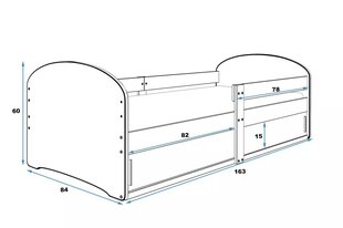 Vaikiška lova BMS421G, 80x190 cm, šviesiai ruda/rožinė kaina ir informacija | Vaikiškos lovos | pigu.lt