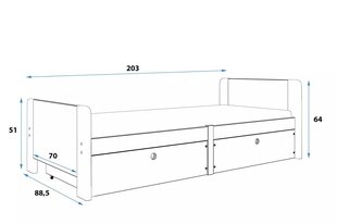 Vaikiška lova BMSV1BP, 80x200 cm, balta/pilka kaina ir informacija | Vaikiškos lovos | pigu.lt