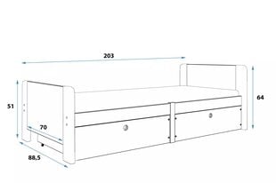 Vaikiška lova BMSV2PB, 80x200 cm, pilka/balta kaina ir informacija | Vaikiškos lovos | pigu.lt