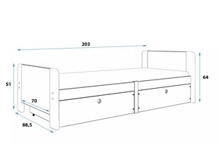 Детская кровать BMSV2PP, 80x200 см, серый цена и информация | Детские кровати | pigu.lt