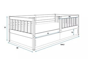 Детская кровать BMSV4, 80x160 см, белый/серый цена и информация | Детские кровати | pigu.lt