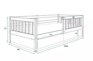 Детская кровать BMSV5, 80x160 см, серый/белый цена и информация | Детские кровати | pigu.lt