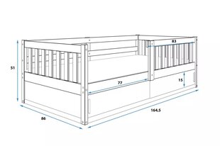 Vaikiška lova BMSV6, 80x160 cm, šviesiai ruda/balta kaina ir informacija | Vaikiškos lovos | pigu.lt