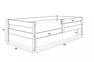 Детская кровать BMSV9BP, 80x160 см, белый/серый цена и информация | Детские кровати | pigu.lt