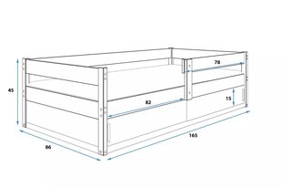 Vaikiška lova BMSV10PB, 80x160 cm, pilka/balta kaina ir informacija | Vaikiškos lovos | pigu.lt