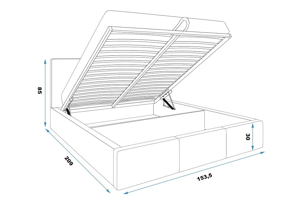 Lova BMS612GP, 1400x2000 cm, pilka kaina ir informacija | Lovos | pigu.lt