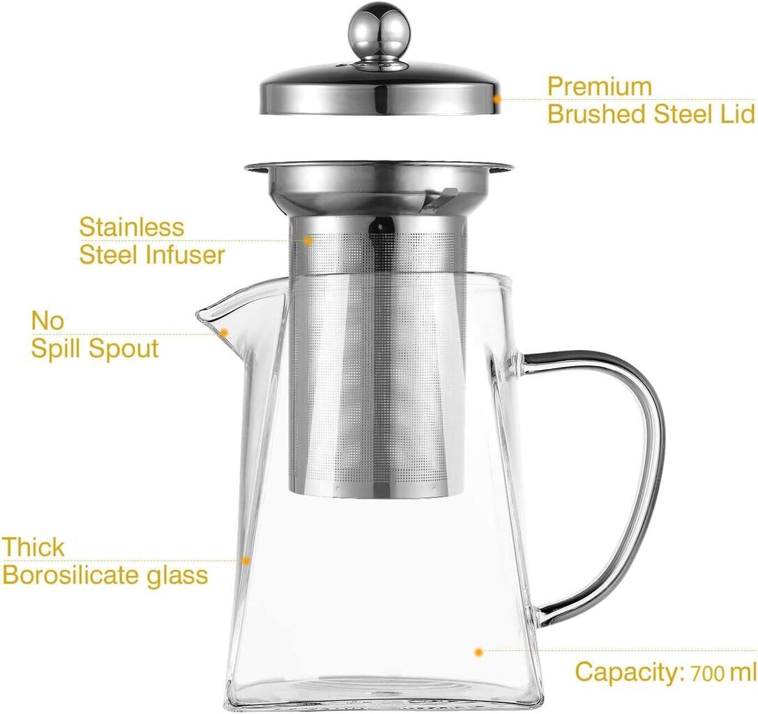 PluieSoleil Glass arbatinukas, 700 ml kaina ir informacija | Kavinukai, virduliai | pigu.lt