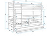 Dviaukštė lova BMS141BR, 90x200 cm, balta/rožinė kaina ir informacija | Vaikiškos lovos | pigu.lt