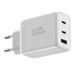 Silver Monkey GaN 65W wall charger 2x USB-C PD 1x USB-A QC 3.0 - white цена и информация | Зарядные устройства для телефонов | pigu.lt