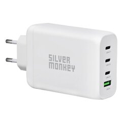 Silver Monkey GaN 130W wall charger 3x USB-C PD 1x USB-A 3.0 QC - white цена и информация | Зарядные устройства для телефонов | pigu.lt