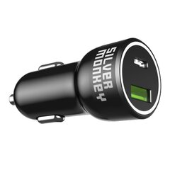 Silver Monkey SMA078 car charger 1xUSB-C 1xUSB-A 45W PD QC - black цена и информация | Зарядные устройства для телефонов | pigu.lt