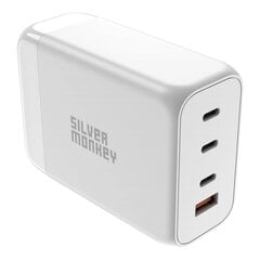 Silver Monkey SMA156 200W 3xUSB-C PD USB-A QC 3.0 GaN Charger with Detachable Power Cable - White цена и информация | Зарядные устройства для телефонов | pigu.lt