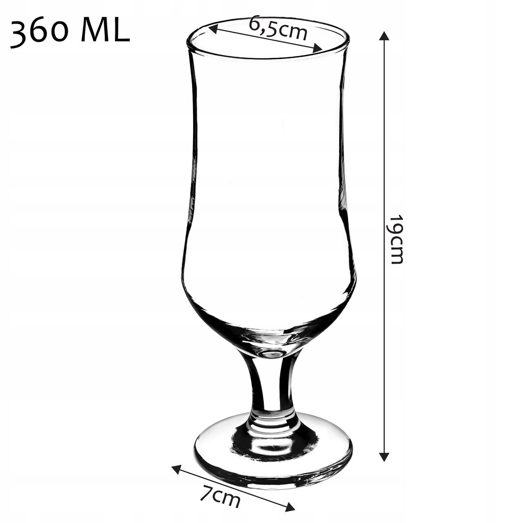 Alaus bokalas, gėrimo puodelis, 6 vnt, 360 ml kaina ir informacija | Taurės, puodeliai, ąsočiai | pigu.lt
