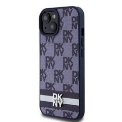 DKNY PU Leather Checkered Pattern and Stripe Case for iPhone 15 Blue цена и информация | Чехлы для телефонов | pigu.lt