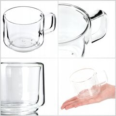Puodelis Stiklinis Puodelis Dviguba Stiklo Rankena 4 vnt kaina ir informacija | Taurės, puodeliai, ąsočiai | pigu.lt