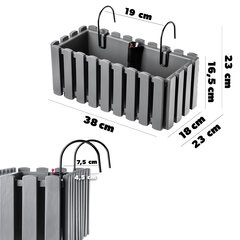 Balkono dėžė 38cm + 2 rankenos pilkos spalvos kaina ir informacija | Loveliai | pigu.lt