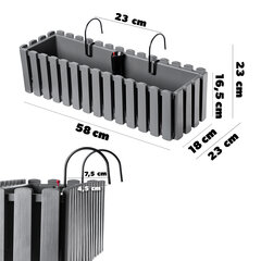 Balkono dėžė 58cm + 2 rankenos pilkos spalvos kaina ir informacija | Loveliai | pigu.lt