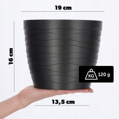 Gėlių vazono Gėlių dangtis Juodas Apvalus 19cm Plastikinis kaina ir informacija | Vazonai | pigu.lt