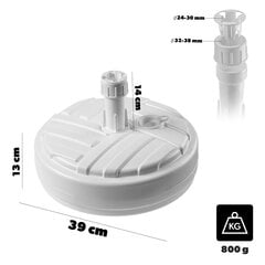 Основание для зонта, круглая подставка для садового зонта, вес 39 см, белая цена и информация | Комплекты уличной мебели | pigu.lt