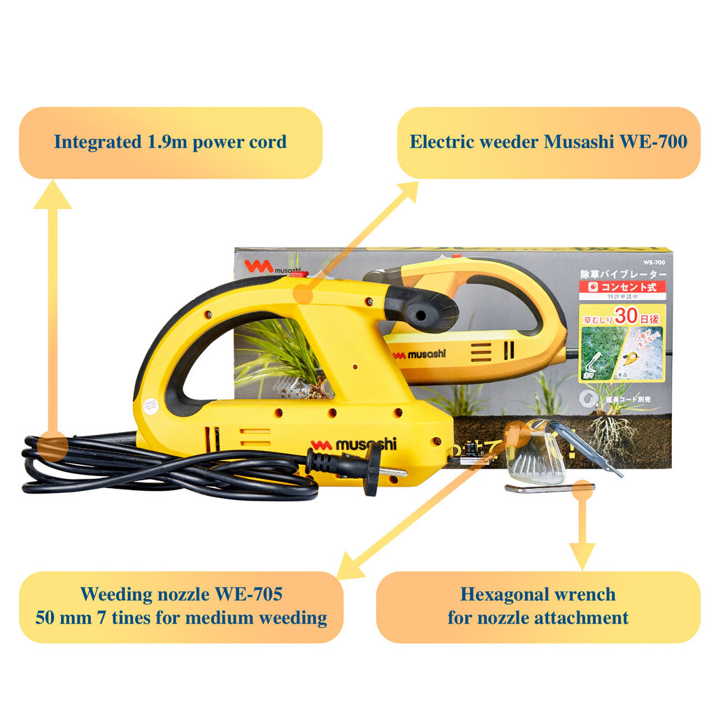 Elektrinis ravėjimo aparatas Musashi Easy Weeding WE-700 kaina ir informacija | Sodo įrankiai | pigu.lt