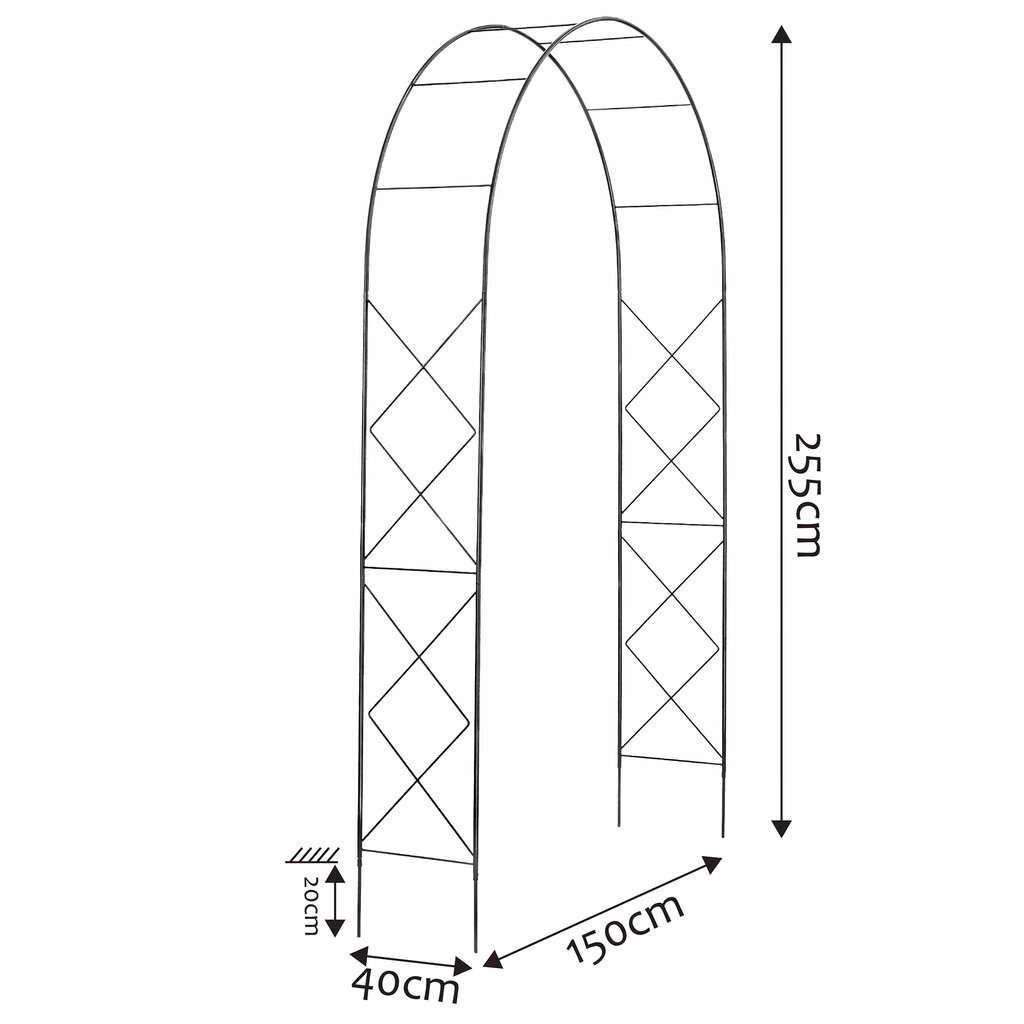 Metalinė sodo pavėsinė arka gėlėms rožėms 255cm kaina ir informacija | Gėlių stovai, vazonų laikikliai | pigu.lt