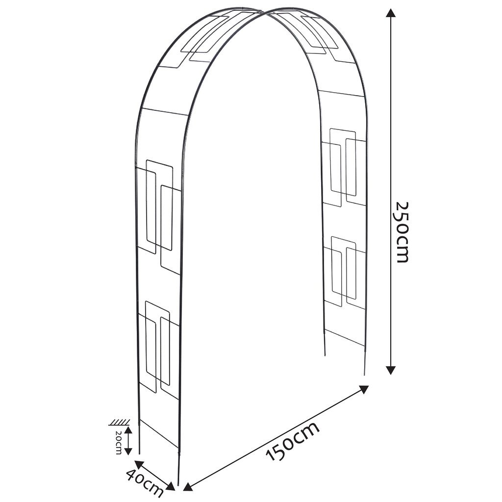 Sodo pavėsinė gėlėms, metalinė arka, rožės, 250 cm kaina ir informacija | Pavėsinės | pigu.lt