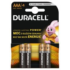 Батарейки Duracell AAA LR03, 4 шт. цена и информация | Батарейки | pigu.lt
