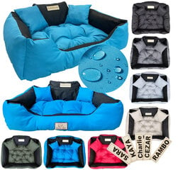 KingDog Mėlyna vandeniui atspari šunų lova Kanapa 115x95 kaina ir informacija | Guoliai, pagalvėlės | pigu.lt