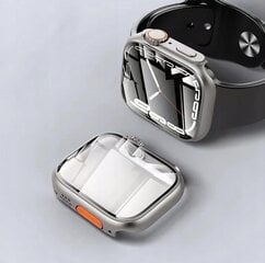 Чехол 2 в 1 + закаленное стекло для Apple Watch 7/8 45MM, серебристый цена и информация | Аксессуары для смарт-часов и браслетов | pigu.lt