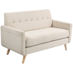 HOMCOM 2 vietų sofa, sofa su storomis sėdynės ir atlošo pagalvėlėmis, aksomo išvaizdos, minkšta sofa su medinėmis kojomis, dvivietė modernaus stiliaus sofa svetainei, miegamajam, smėlio spalvos kaina ir informacija | Sofos | pigu.lt