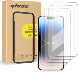 FYYY 4 vienetai grūdinto stiklo su aplikatoriumi "iPhone 14 Pro 6,1" kaina ir informacija | Apsauginės plėvelės telefonams | pigu.lt