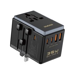 Dudao A35Pro 35W EU | UK | AUS | US | JP travel adapter 3x USB-C 2x USB-A - black kaina ir informacija | Krovikliai telefonams | pigu.lt