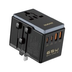 Dudao A65Pro 65W EU | US | JP | AUS | UK travel adapter 2x USB-C 2x USB-A - black kaina ir informacija | Krovikliai telefonams | pigu.lt