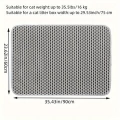 Двухслойный коврик для сбора кошачьего наполнителя 60 x 90 см, серый цена и информация | Туалеты для кошек | pigu.lt