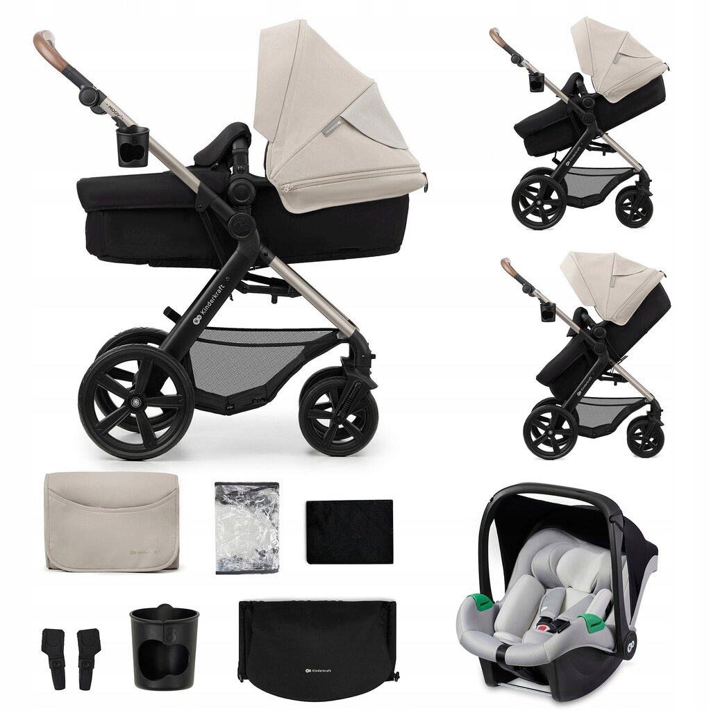 Universalus vežimėlis Kinderkraft Moov 2 3in1, Moonlight Grey цена и информация | Vežimėliai | pigu.lt