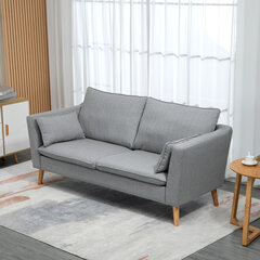 Minkšta dvivietė sofa medinėmis kojomis - šviesiai pilka 200 x 87 x 95 cm kaina ir informacija | Sofos | pigu.lt