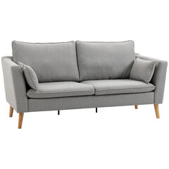 Minkšta dvivietė sofa medinėmis kojomis - šviesiai pilka 200 x 87 x 95 cm kaina ir informacija | Sofos | pigu.lt