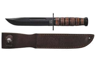 USMC jūrų pėstininkų peilis, odine rankena, su dėklu kaina ir informacija | Turistiniai peiliai, daugiafunkciniai įrankiai | pigu.lt