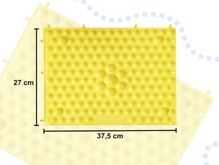 Masažo kilimėlis kojoms, 37,5x27 cm, geltonas kaina ir informacija | Masažo reikmenys | pigu.lt