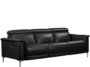 Trivietė sofa reglaineris Loft24 Lund, juoda kaina ir informacija | Sofos | pigu.lt